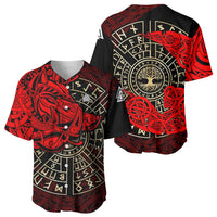 Yggdrasil Baseball Jersey with Red Norse Dragon and Runes Viking Heritage Tribute - Wonder Print Shop