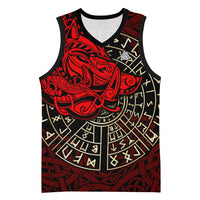 Yggdrasil Basketball Jersey with Red Norse Dragon and Runes Viking Heritage Tribute - Wonder Print Shop