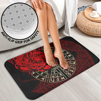 Yggdrasil Bathroom Set with Red Norse Dragon and Runes Viking Heritage Tribute - Wonder Print Shop