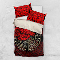 Yggdrasil Bedding Set with Red Norse Dragon and Runes Viking Heritage Tribute - Wonder Print Shop
