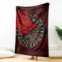 Yggdrasil Blanket with Red Norse Dragon and Runes Viking Heritage Tribute - Wonder Print Shop