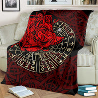 Yggdrasil Blanket with Red Norse Dragon and Runes Viking Heritage Tribute - Wonder Print Shop