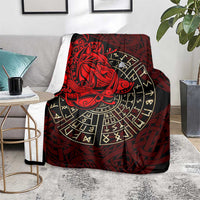 Yggdrasil Blanket with Red Norse Dragon and Runes Viking Heritage Tribute - Wonder Print Shop