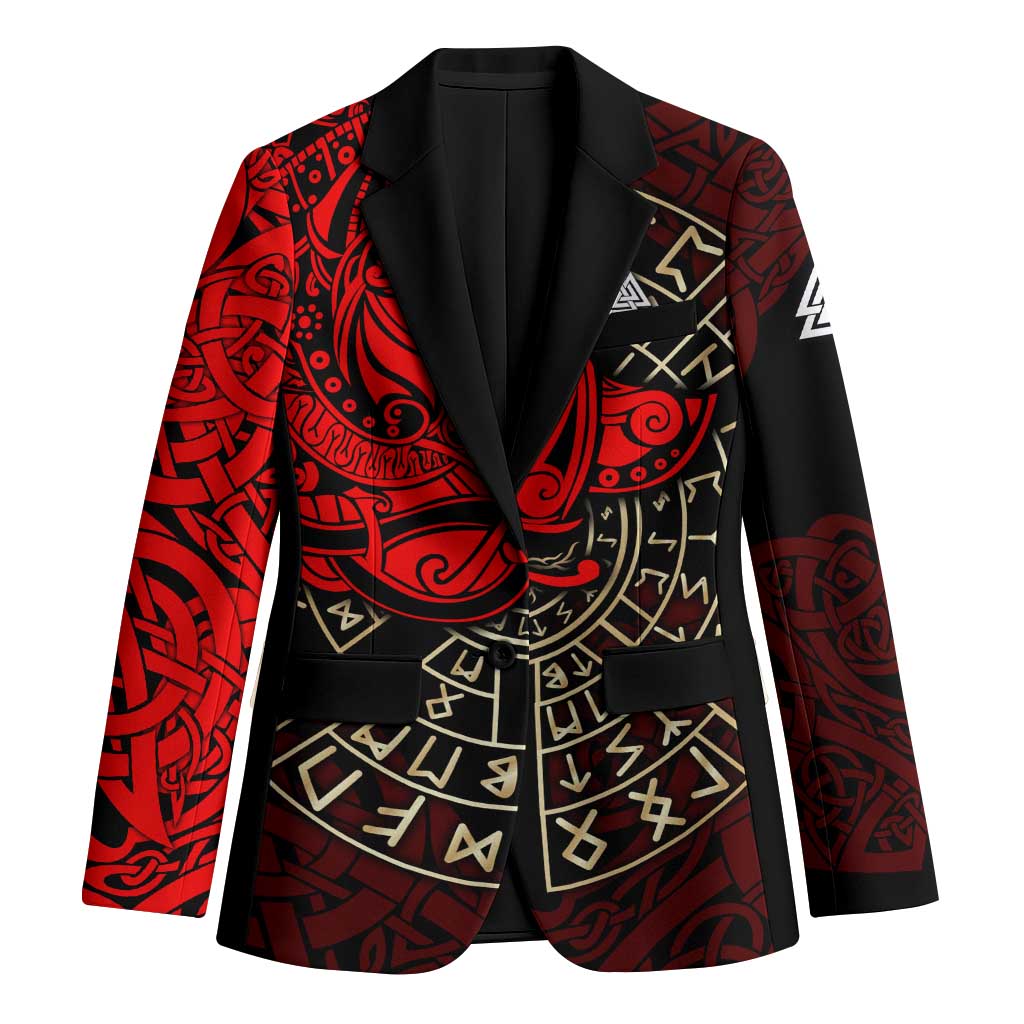 Yggdrasil Blazer with Red Norse Dragon and Runes Viking Heritage Tribute - Wonder Print Shop