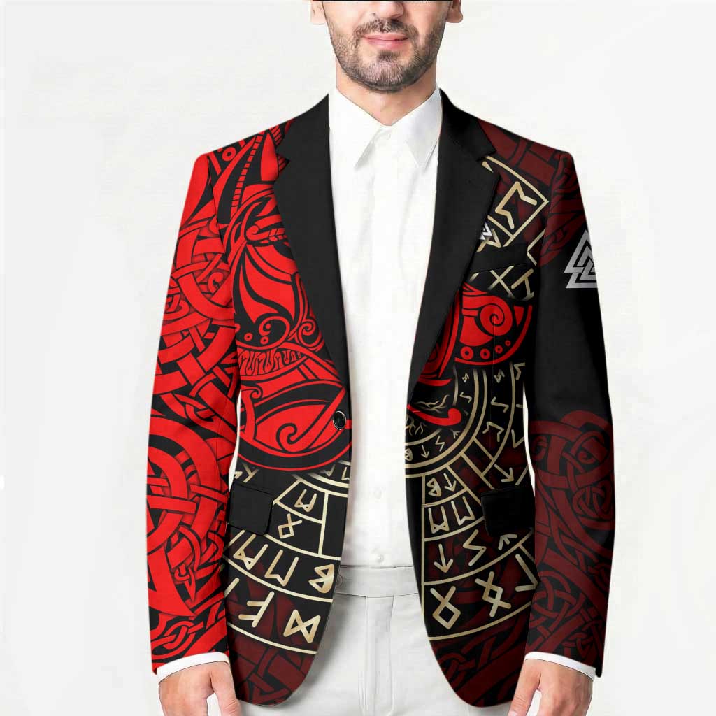 Yggdrasil Blazer with Red Norse Dragon and Runes Viking Heritage Tribute - Wonder Print Shop