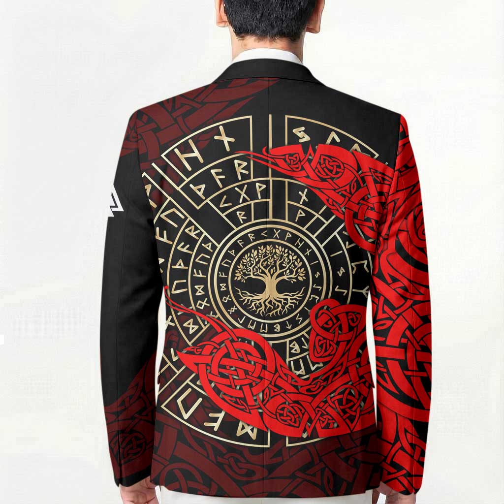 Yggdrasil Blazer with Red Norse Dragon and Runes Viking Heritage Tribute - Wonder Print Shop