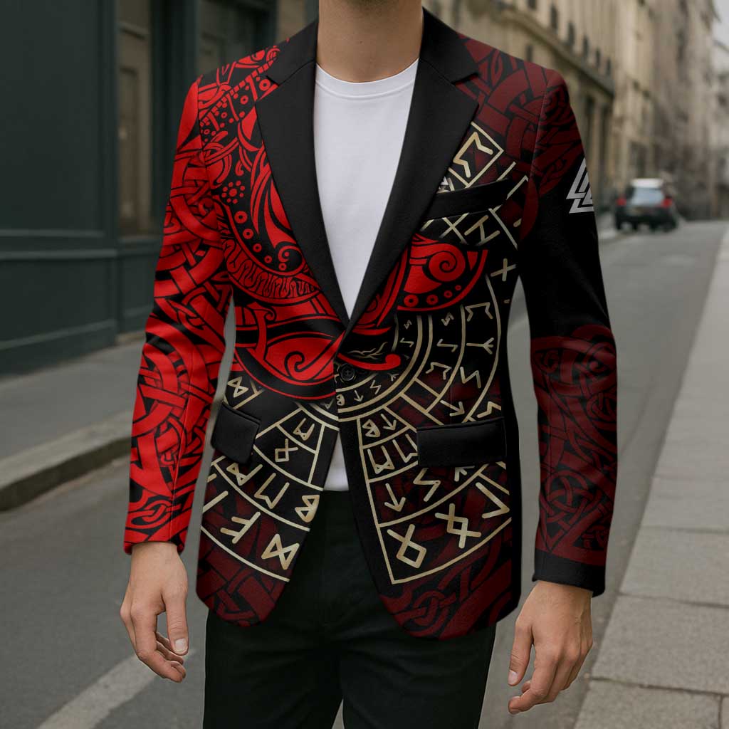Yggdrasil Blazer with Red Norse Dragon and Runes Viking Heritage Tribute - Wonder Print Shop