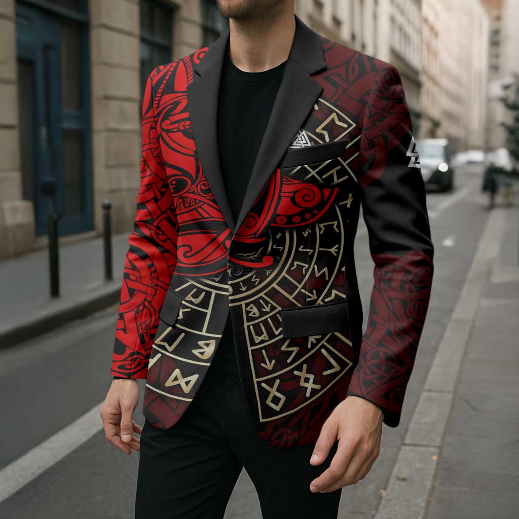 Yggdrasil Blazer with Red Norse Dragon and Runes Viking Heritage Tribute - Wonder Print Shop