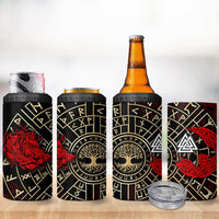 Yggdrasil 4 in 1 Can Cooler Tumbler with Red Norse Dragon and Runes Viking Heritage Tribute - Wonder Print Shop