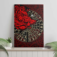 Yggdrasil Canvas Wall Art with Red Norse Dragon and Runes Viking Heritage Tribute - Wonder Print Shop