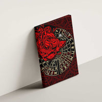 Yggdrasil Canvas Wall Art with Red Norse Dragon and Runes Viking Heritage Tribute - Wonder Print Shop