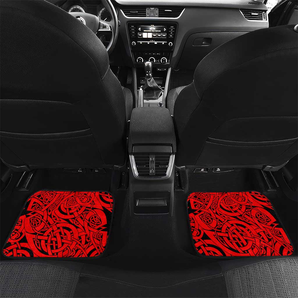 Yggdrasil Car Mats with Red Norse Dragon and Runes Viking Heritage Tribute - Wonder Print Shop