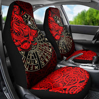 Yggdrasil Car Seat Cover with Red Norse Dragon and Runes Viking Heritage Tribute - Wonder Print Shop