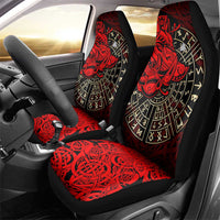 Yggdrasil Car Seat Cover with Red Norse Dragon and Runes Viking Heritage Tribute - Wonder Print Shop