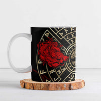 Yggdrasil Ceramic Mug with Red Norse Dragon and Runes Viking Heritage Tribute - Wonder Print Shop