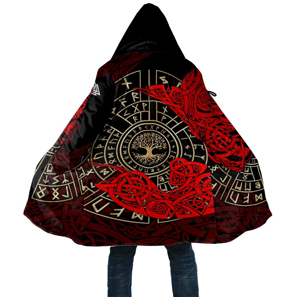Yggdrasil Cloak with Red Norse Dragon and Runes Viking Heritage Tribute - Wonder Print Shop