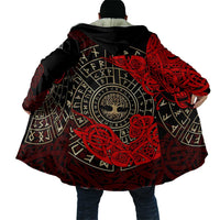 Yggdrasil Cloak with Red Norse Dragon and Runes Viking Heritage Tribute - Wonder Print Shop