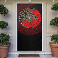 Yggdrasil Door Cover with Red Norse Dragon and Runes Viking Heritage Tribute - Wonder Print Shop