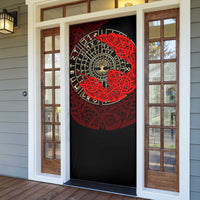 Yggdrasil Door Cover with Red Norse Dragon and Runes Viking Heritage Tribute - Wonder Print Shop