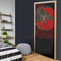 Yggdrasil Door Cover with Red Norse Dragon and Runes Viking Heritage Tribute - Wonder Print Shop
