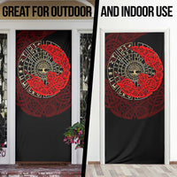 Yggdrasil Door Cover with Red Norse Dragon and Runes Viking Heritage Tribute - Wonder Print Shop