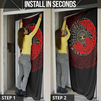 Yggdrasil Door Cover with Red Norse Dragon and Runes Viking Heritage Tribute - Wonder Print Shop
