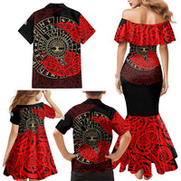 Yggdrasil Family Matching Mermaid Dress and Hawaiian Shirt with Red Norse Dragon and Runes Viking Heritage Tribute - Wonder Print Shop