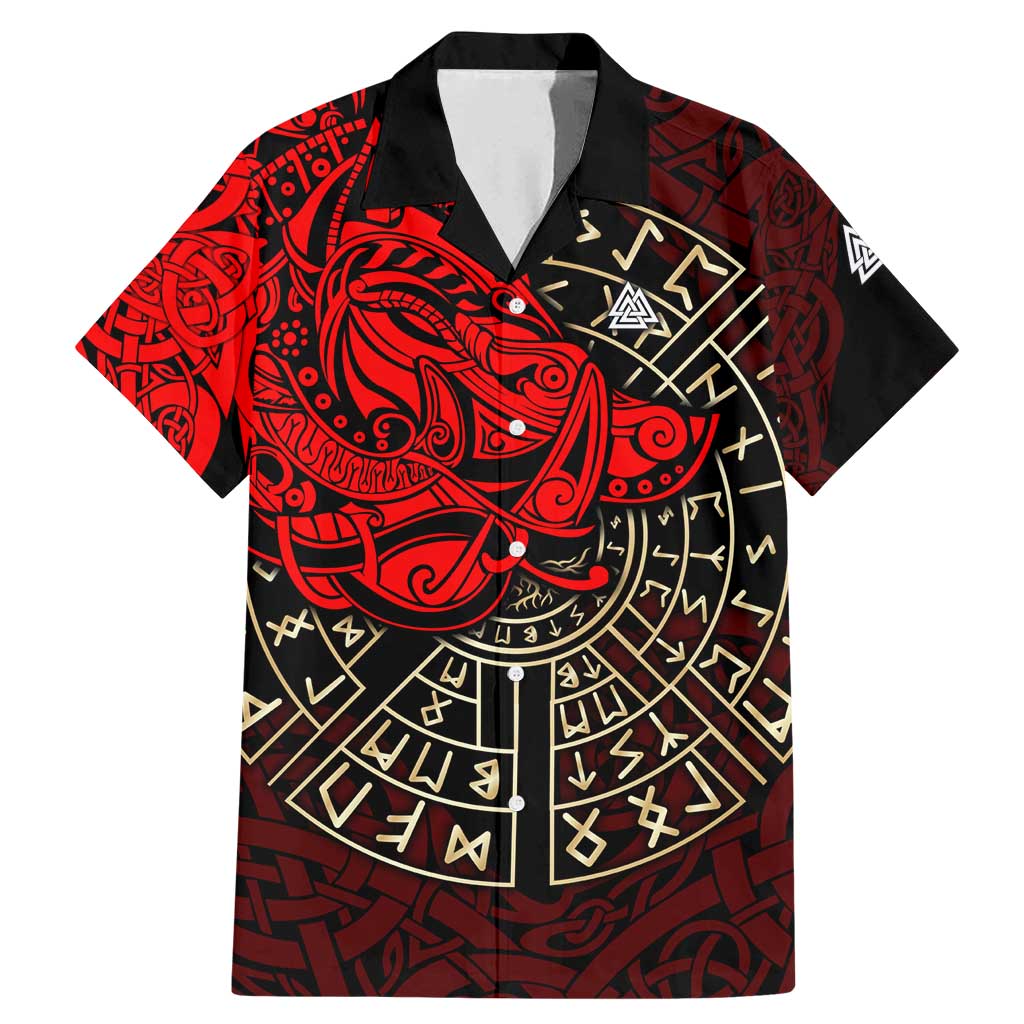 Yggdrasil Family Matching Mermaid Dress and Hawaiian Shirt with Red Norse Dragon and Runes Viking Heritage Tribute - Wonder Print Shop