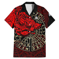 Yggdrasil Family Matching Mermaid Dress and Hawaiian Shirt with Red Norse Dragon and Runes Viking Heritage Tribute - Wonder Print Shop