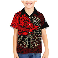 Yggdrasil Family Matching Mermaid Dress and Hawaiian Shirt with Red Norse Dragon and Runes Viking Heritage Tribute - Wonder Print Shop