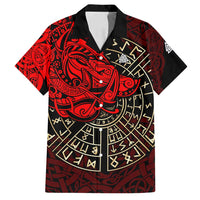 Yggdrasil Family Matching Puletasi and Hawaiian Shirt with Red Norse Dragon and Runes Viking Heritage Tribute - Wonder Print Shop