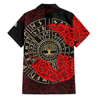 Yggdrasil Family Matching Puletasi and Hawaiian Shirt with Red Norse Dragon and Runes Viking Heritage Tribute - Wonder Print Shop