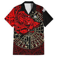 Yggdrasil Hawaiian Shirt with Red Norse Dragon and Runes Viking Heritage Tribute - Wonder Print Shop