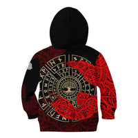 Yggdrasil Kid Hoodie with Red Norse Dragon and Runes Viking Heritage Tribute - Wonder Print Shop