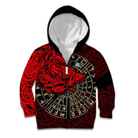 Yggdrasil Kid Hoodie with Red Norse Dragon and Runes Viking Heritage Tribute - Wonder Print Shop