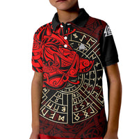Yggdrasil Kid Polo Shirt with Red Norse Dragon and Runes Viking Heritage Tribute - Wonder Print Shop