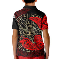 Yggdrasil Kid Polo Shirt with Red Norse Dragon and Runes Viking Heritage Tribute - Wonder Print Shop