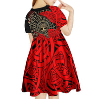Yggdrasil Kid Short Sleeve Dress with Red Norse Dragon and Runes Viking Heritage Tribute - Wonder Print Shop