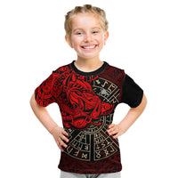 Yggdrasil Kid T Shirt with Red Norse Dragon and Runes Viking Heritage Tribute - Wonder Print Shop