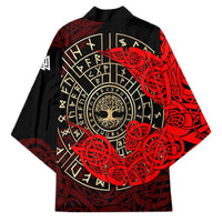 Yggdrasil Kimono with Red Norse Dragon and Runes Viking Heritage Tribute - Wonder Print Shop