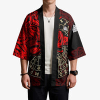 Yggdrasil Kimono with Red Norse Dragon and Runes Viking Heritage Tribute - Wonder Print Shop