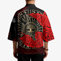Yggdrasil Kimono with Red Norse Dragon and Runes Viking Heritage Tribute - Wonder Print Shop