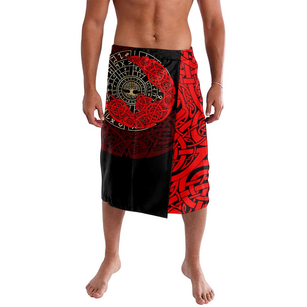 Yggdrasil Lavalava with Red Norse Dragon and Runes Viking Heritage Tribute - Wonder Print Shop