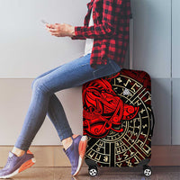 Yggdrasil Luggage Cover with Red Norse Dragon and Runes Viking Heritage Tribute - Wonder Print Shop