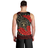 Yggdrasil Men Tank Top with Red Norse Dragon and Runes Viking Heritage Tribute - Wonder Print Shop