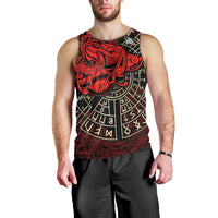 Yggdrasil Men Tank Top with Red Norse Dragon and Runes Viking Heritage Tribute - Wonder Print Shop