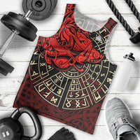 Yggdrasil Men Tank Top with Red Norse Dragon and Runes Viking Heritage Tribute - Wonder Print Shop