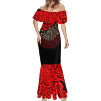Yggdrasil Mermaid Dress with Red Norse Dragon and Runes Viking Heritage Tribute - Wonder Print Shop