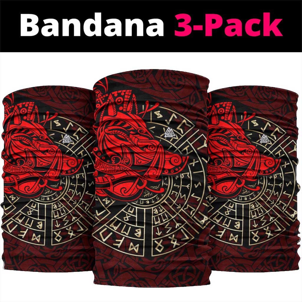 Yggdrasil Neck Gaiter with Red Norse Dragon and Runes Viking Heritage Tribute - Wonder Print Shop