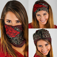 Yggdrasil Neck Gaiter with Red Norse Dragon and Runes Viking Heritage Tribute - Wonder Print Shop